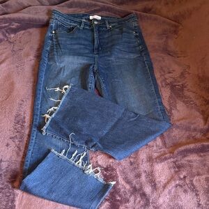 LOFT Frayed Hem Blue Cropped Jeans
